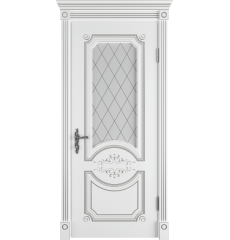 Дверь межкомнатная  MILANA ART CLOUD Белая патина серебро